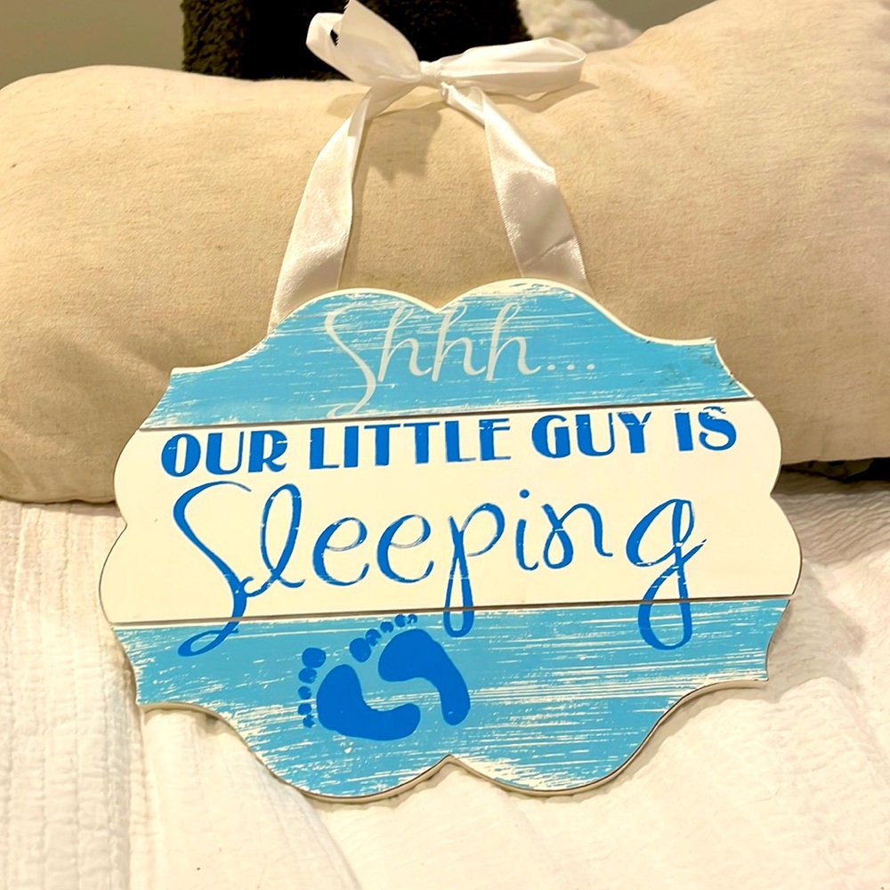 Our Little Guy Is Sleeping Wood Wall Decor
